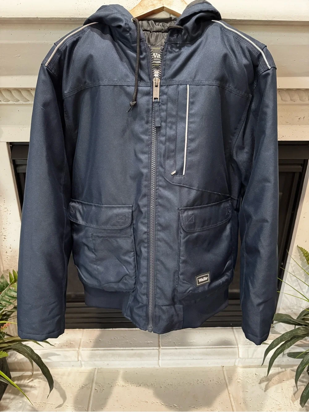 Walls Men's Navy Blue Bomber Jacket with Hood